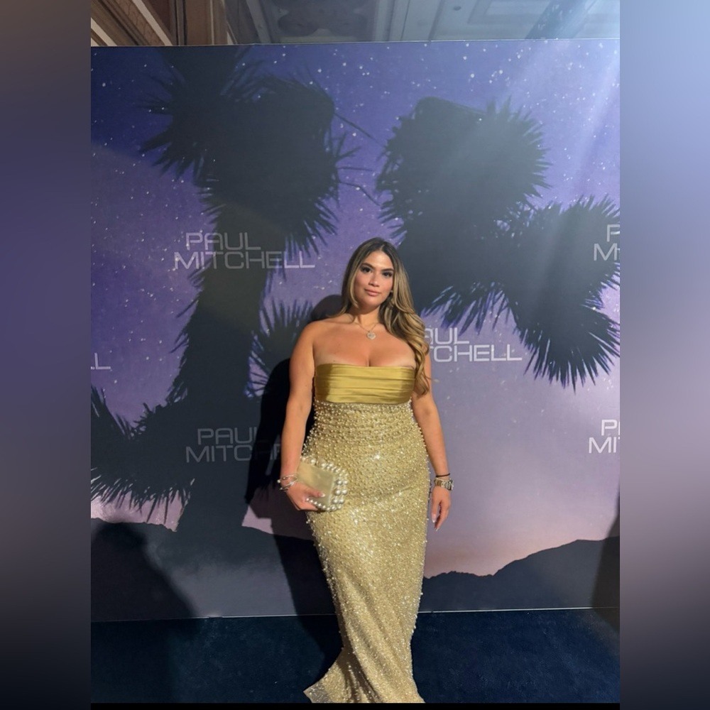 Elegant Strapless Gold Dress